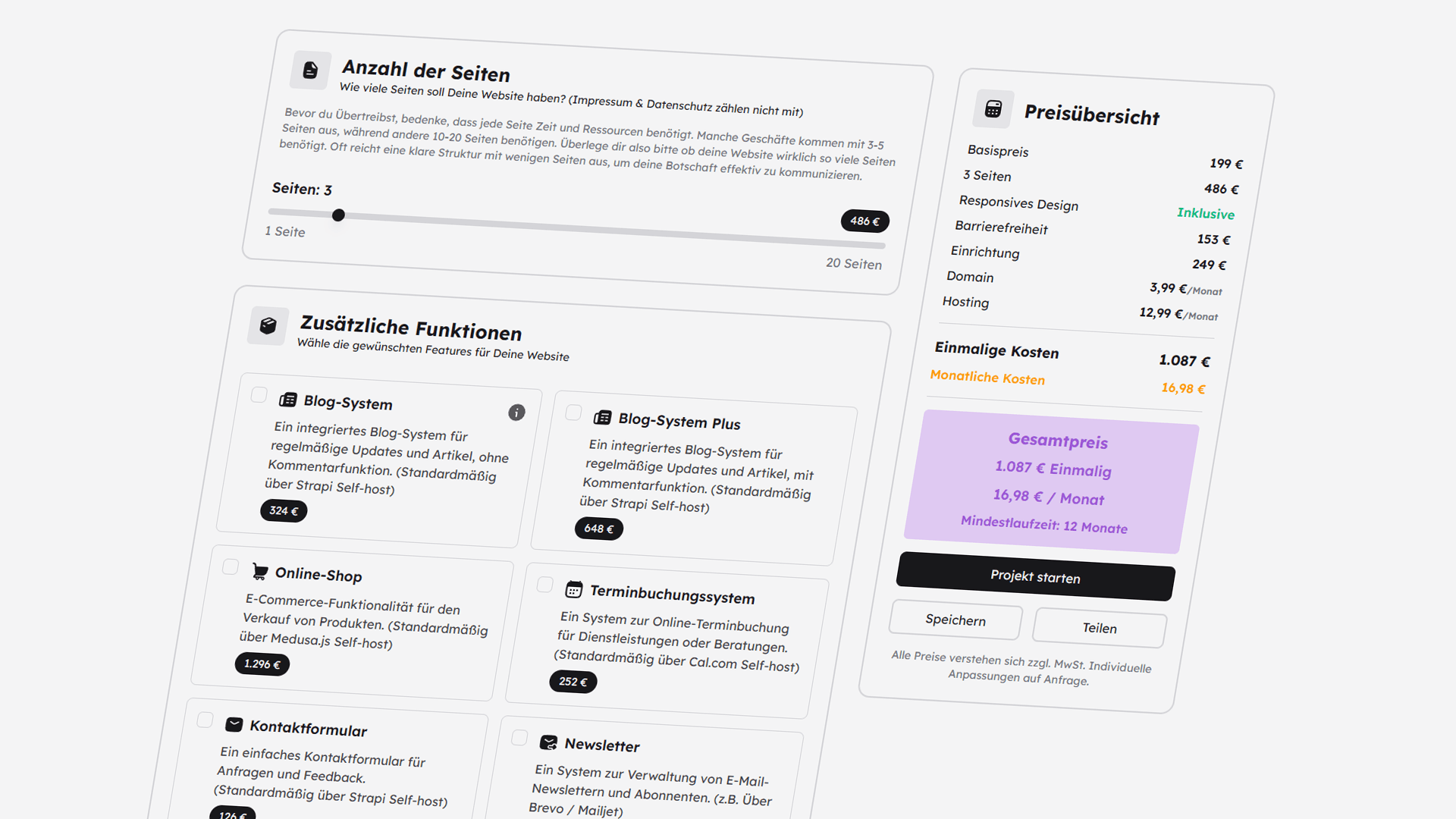Der neue Website Konfigurator